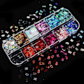 Miniatyrbild 1 av 5: 12ZM Holografiskt nagelkonstglitter 3d färgglada flingor