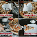 Miniatyrbild 5 av 5: 2 stycken 4 i 1 kök pizzaskärare multifunktion rostfritt stål för att skära pizza tårta och andra livsmedel