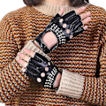 Miniatyrbillede 4 af 5: Kvinders PU Læder Punk Handsker Nittet Rem Eller Spænde Halv Finger Performance Handsker