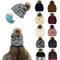 Miniatyrbilde 1 av 5: Dame Valentines Day lue Varm strikket ull tykk lue med hestehale hull knapp Beanie blandinger for masker holder