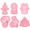 Miniatyrbillede 1 af 2: 6-pak cirkus småkageforme cirkus fudgeforme plastikforme køkken bageværktøjer (7.6X5CM, pink)