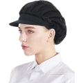 Miniatyrbilde 1 av 5: Sett med 3 svarte kokkehatter med netting - Unisex kjøkkenhatter for arbeid i verksteder, fabrikkjøkken, catering og bakerier.