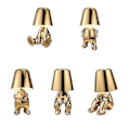 Miniatyrbillede 3 af 3: Italien Lille Gyldne Mand Bordslampe Resin Led Natlampe Kaffe Bar Soveværelse Værelse Dekoration Tegneserie Tænker Lamper Børnedag Gave（Sølv）