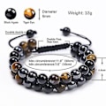 Miniatyrbillede 2 af 2: Herrearmbånd Trippel Beskyttelse Sort Obsidian Hematit 8mm Perler Armbånd
