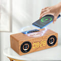 Miniatyrbild 2 av 5: Trådlös Bluetooth-högtalare i trä med multifunktionell klocka, väckarklocka, U-disk, plugin-kort, litet ljud, kraftfull subwoofer, FM (brun)