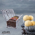Miniatyrbild 4 av 5: Kryddbox Set 4 st Transparenta Flaskor Salt Spice Jar, Kryddburkar Kökskryddförvaring Behållare med 4 Skedar Konservburk Lock och Sked