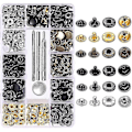Miniatyrbild 1 av 4: 120 Set Läder Knappar Kit 6 Färg Metall Knappar Med 4 st Fästverktyg