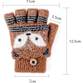 Miniatyrbild 2 av 5: Söta tecknade räv lapptäcke flip vantar konvertibla fingerlösa handskar varma（kaffe）