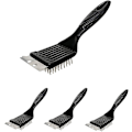 Miniatyrbillede 1 af 5: Grillbørste, 4 stk. Grillbørste til rengøring af grill med sort spartel i rustfrit stål
