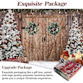 Miniatyrbillede 2 af 2: 7x5ft Polyester Stof Vinter Jul Rustik Lade Dør Fotografi Baggrund Jul Træ Sne Gaver Dekoration Baggrund Banner