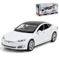 Pikkukuva 1 / 4: Tesla Model S -leluauto valolla ja avattavilla ovilla, musiikilla varustettu simulaatioajoneuvo, saatavana useissa väreissä (valkoinen)