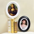 Miniatyrbillede 2 af 2: Klassisk oval træ fotoramme vægdekoration - gratis sømløse søm + S søm (sort) (29.00X24.00X1.70CM, sort)