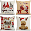 Miniatyrbilde 1 av 4: Juleputetrekk 45x45cm, 4-pak juledekorativ bomull og lin juleputetrekk for sofa seng soverom stol hage-god jul