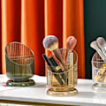 Miniatyrbild 5 av 5: Kreativ transparent skrivbordsförvaringslåda lyxig multifunktionell randig pennförvaringslåda kosmetika orange