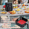 Miniatyrbild 3 av 3: Återanvändbara Air Fryer-foder i silikon, 8,5 tum fyrkantiga, non-stick korgmattor, tillbehör, bambuångkokare