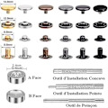 Miniatyrbild 3 av 4: 120 Set Läder Knappar Kit 6 Färg Metall Knappar Med 4 st Fästverktyg