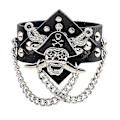 Miniatyrbild 1 av 4: Breda nitarmband i läder med karibisk pirataccessoar