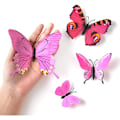 Miniatyrbild 3 av 5: 36 st 3D fjärilsväggdekaler väggfjärilar flickrum tillbehör, rosa