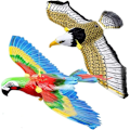 Miniatyrbild 1 av 5: 2x interaktiva kattleksaker med LED och ljud, elektronisk simuleringsflygande örn/elektrisk hängande papegojleksak