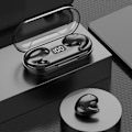 Miniatyrbild 1 av 5: Bluetooth-headset med digital display, stor batterikapacitet, in-ear-sovande öronsnäckor, trådlöst headset med sensor, låg latens (svart)