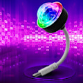 Miniatyrbilde 3 av 4: 2024 NY DJ stemmestyrt USB universell liten magisk ball lys, bilmontert fest, julescene atmosfære（Svart）