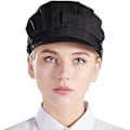 Miniatyrbilde 2 av 5: Sett med 3 kokkehatter, svart [halv netting, halv stoff] Unisex kjøkkenhatter med netting, egnet for arbeid i verksteder, fabrikkjøkken og bakerier.