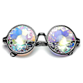 Pikkukuva 1 / 2: Psykedeelinen festivaali Kaleidoskooppi sateenkaari aurinkolasit Rave Goggle lasit prisma diffraktio（Musta）