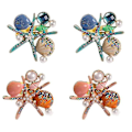 Miniatyrbillede 5 af 5: 4 stk. søstjerne servietringe, perle rhinestone ocean kystnære nautiske servietringholdere servietspænde（blå）
