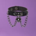 Miniatyrbillede 3 af 4: 6 stk. Halloween PU læderarmbånd Punk Goth nittet pig rem spænde håndled manchet armbånd sort gotisk Steampunk til mænd