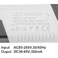 Miniatyrbild 2 av 5: LED-drivrutin 12-18W konstant ström 300mA hög effekt AC 85-265V utgång 36-65V DC-kontakt extern strömförsörjning LED-taklampa transformator 2 st