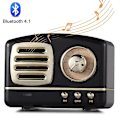 Miniatyrbild 1 av 5: Bärbar Bluetooth Retro Högtalare, Trådlös Mini Vintage Högtalare（Svart）