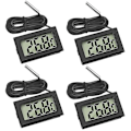 Miniatyrbillede 1 af 5: 4x Digitalt LCD-termometer Temperaturmonitor med ekstern sonde til køleskab fryser køleskab akvarium (4x sort)