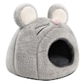 Miniatyrbilde 2 av 2: Rotteformet hamstergjemmested plysj varmt hus seng chinchilla mus kanin grå)