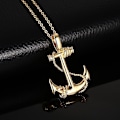 Miniatyrbillede 2 af 3: Halskæder til mænd europæisk og amerikansk stil mænds rustfrit stål anker vedhæng Pirates of the Caribbean anker vedhæng vedhæng guld