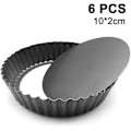 Pikkukuva 1 / 5: 6 kpl tarttipanua irrotettavalla pohjalla, tarttipanu irrotettavalla pohjalla, piirakkapannu (10 cm * 2 cm)