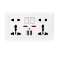 Miniatyrbilde 2 av 3: Dobbel vegg stikkontakt Universal 5 hull 13a Dual USB lader port stikkontakt med（A, gull）