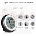 Miniatyrbild 2 av 4: Digital hygrometer, inomhus termometer för rumstemperatur, väggmonterad skrivbordstermometer - Svart