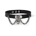 Miniatyrbillede 1 af 5: Gotisk Punk Hjerte Vedhæng Halskæde Gotisk Kunstlæder Choker Spænde Halskæde