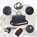Miniatyrbild 4 av 5: Markroyal Canvas Läder Herr Resväskor Handbagage Resväskor Herr Duffelväskor Handväska Resväska Stor Weekendväska Övernattning（Kaffebrun medium）