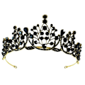 Miniatyrbillede 1 af 2: Retro Barok Brudekrone Fest Tiara Bryllupskjole Tilbehør Sort (14X14cm, sort)