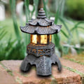 Miniatyrbilde 2 av 5: Pagodelykt Hagebelysning Solhagebelysning Stein Pagodedekorasjon Dekorasjon Hage Hage Resinskulptur Utendørslys (1 stk)