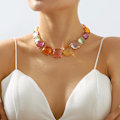 Miniatyrbilde 1 av 4: Fargerik stort choker-kjede med rhinstein, glitrende firkantede gelékrystall-choker-halskjede med bling, tilbehør til kvinner for ball, bryllup og fester