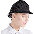 Miniatyrbillede 4 af 5: Sæt med 3 kokkehatte, sort [halv mesh, halv stof] Unisex køkkenhatte med mesh, egnet til arbejde i værksteder, fabrikskøkkener og bagerier.