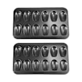 Miniatyrbillede 1 af 5: 2 pakker Non-stick Madeleine-gryde, bageform 12 med skal kage bageplade chokolade Non-stick Bak（sort）