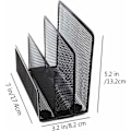 Miniatyrbild 2 av 5: Brevställ med 3 fack, brevkorg i metallnät, för dokument, papper, brev, svart