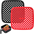 Miniatyrbild 1 av 3: Återanvändbara Air Fryer-foder i silikon 8,5 tum fyrkantiga non-stick korgmattor Tillbehör Bambustångskorgfoder