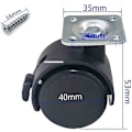 Miniatyrbilde 2 av 5: Svingbare hjul med stamme, 40 mm opptil 100 kg, møbelhjul med bremser, ingen gulvmerker, stille 360 graders rotasjon, hjul for møbler, 2 stk