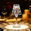 Miniatyrbilde 1 av 4: 3-farger Diamant Bordlampe Krystall Led Bar Bordlampe Oppladbar Berøringssensor Dimming Sengelampe For（Fotofarge）