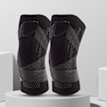 Miniatyrbillede 2 af 4: Strikkede sports knæpuder matchende stropper tryksat nylon åndbar støtte (L, sort)