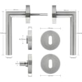 Miniatyrbild 2 av 5: Dörrhandtag Borstat Rostfritt Stål Dörrhandtag Set Badrum och Toalett Invändiga Dörrar L-Form Silver Handtag Set